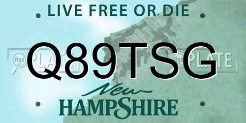Q89TSG New Hampshire License Plate