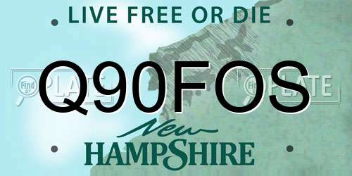Q90FOS New Hampshire License Plate