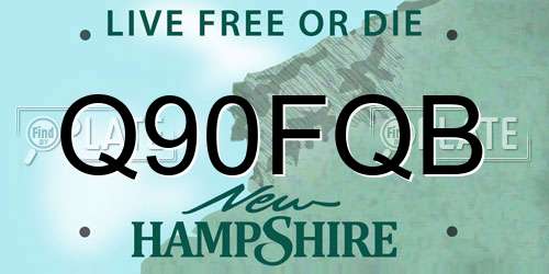 Q90FQB New Hampshire License Plate