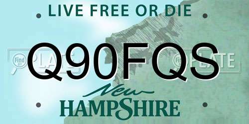 Q90FQS New Hampshire License Plate