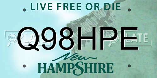 Q98HPE New Hampshire License Plate