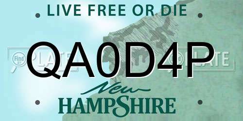 QA0D4P New Hampshire License Plate