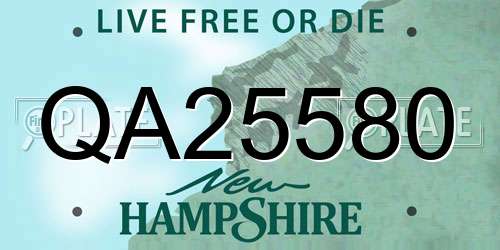 QA25580 New Hampshire License Plate