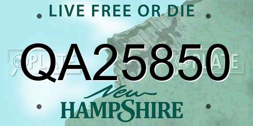 QA25850 New Hampshire License Plate