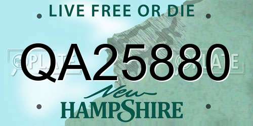 QA25880 New Hampshire License Plate
