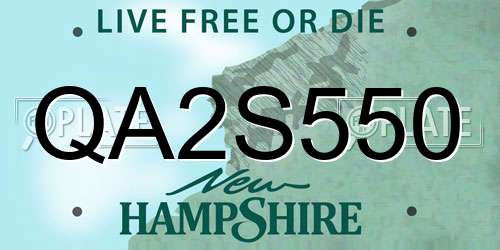 QA2S550 New Hampshire License Plate