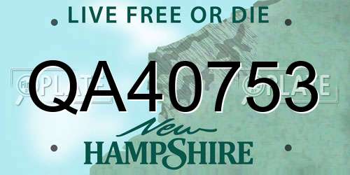 QA40753 New Hampshire License Plate