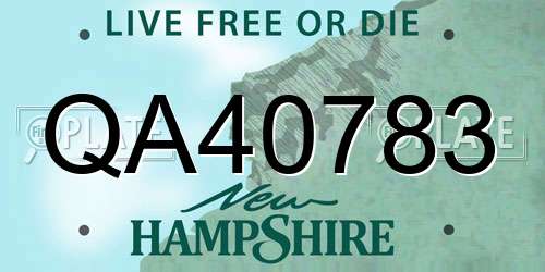 QA40783 New Hampshire License Plate