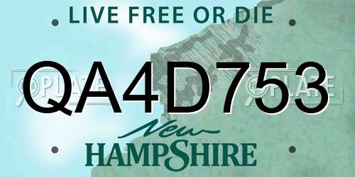 QA4D753 New Hampshire License Plate