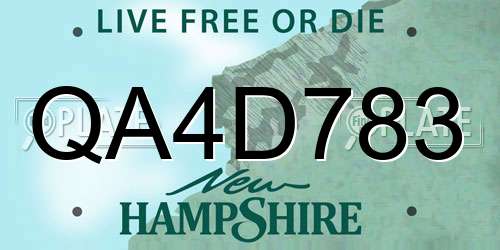 QA4D783 New Hampshire License Plate