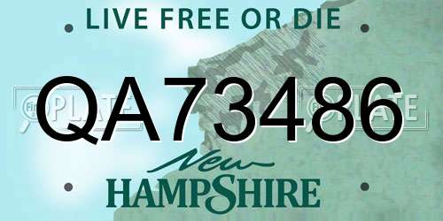 QA73486 New Hampshire License Plate