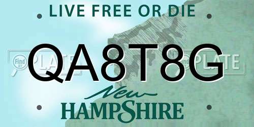 QA8T8G New Hampshire License Plate