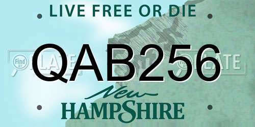 QAB256 New Hampshire License Plate
