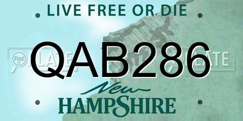 QAB286 New Hampshire License Plate