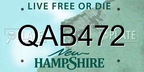 QAB472 New Hampshire License Plate