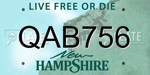 QAB756 New Hampshire License Plate