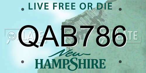 QAB786 New Hampshire License Plate