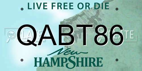 QABT86 New Hampshire License Plate