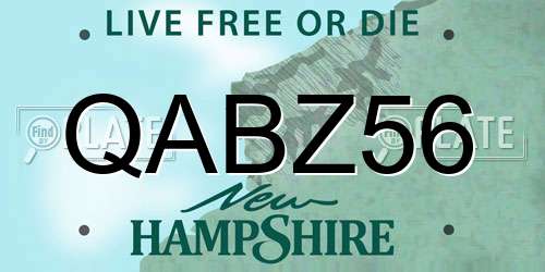 QABZ56 New Hampshire License Plate