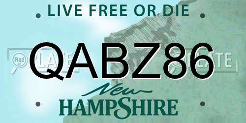 QABZ86 New Hampshire License Plate