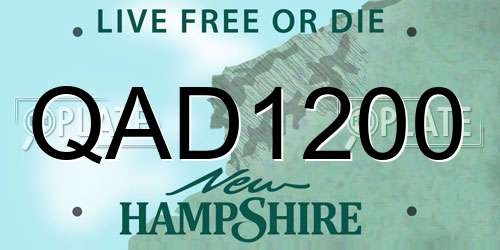QAD1200 New Hampshire License Plate