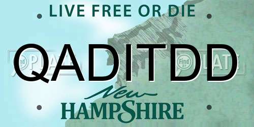 QADITDD New Hampshire License Plate