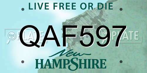 QAF597 New Hampshire License Plate