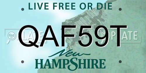 QAF59T New Hampshire License Plate