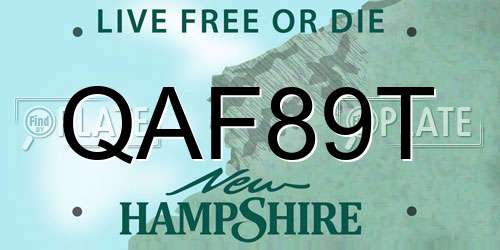QAF89T New Hampshire License Plate