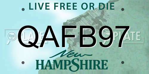 QAFB97 New Hampshire License Plate