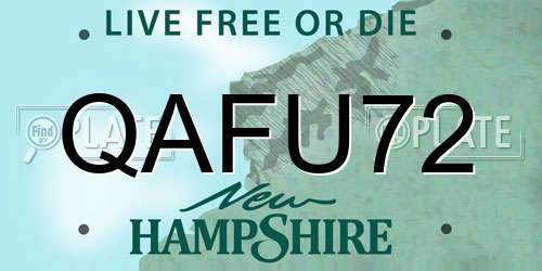 QAFU72 New Hampshire License Plate