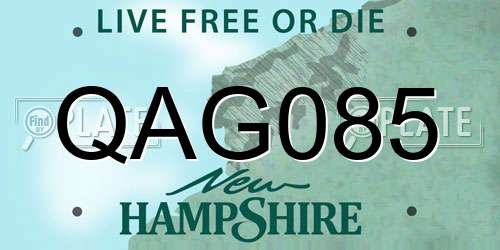 QAG085 New Hampshire License Plate