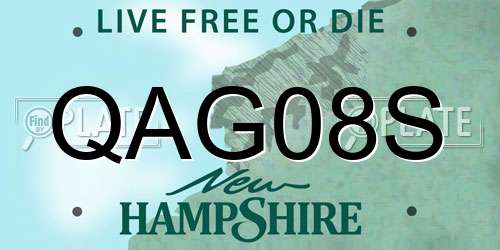 QAG08S New Hampshire License Plate