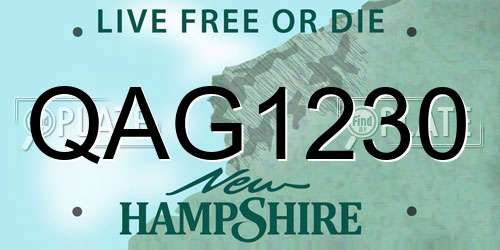 QAG1230 New Hampshire License Plate