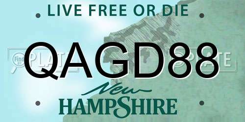 QAGD88 New Hampshire License Plate