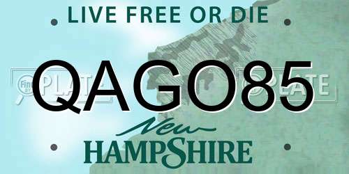 QAGO85 New Hampshire License Plate
