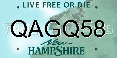 QAGQ58 New Hampshire License Plate