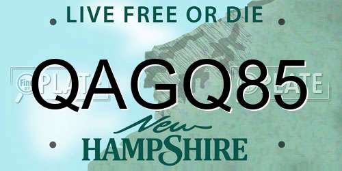 QAGQ85 New Hampshire License Plate