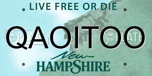 QAOITOO New Hampshire License Plate