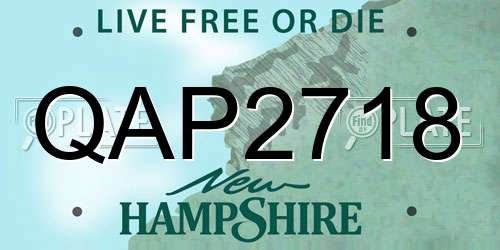 QAP2718 New Hampshire License Plate
