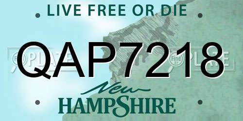 QAP7218 New Hampshire License Plate