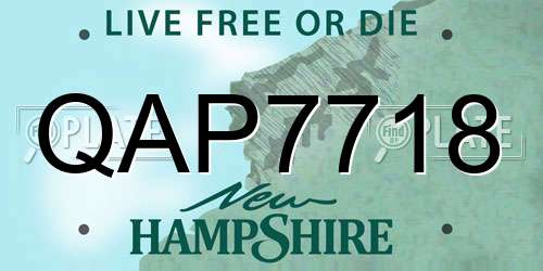QAP7718 New Hampshire License Plate