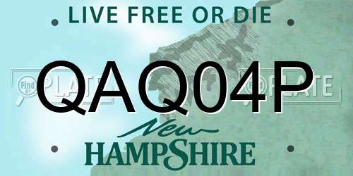 QAQ04P New Hampshire License Plate