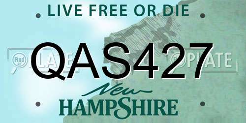 QAS427 New Hampshire License Plate