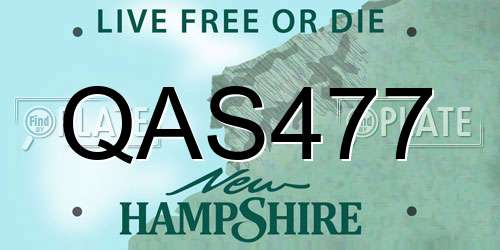 QAS477 New Hampshire License Plate