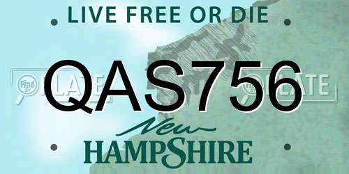 QAS756 New Hampshire License Plate