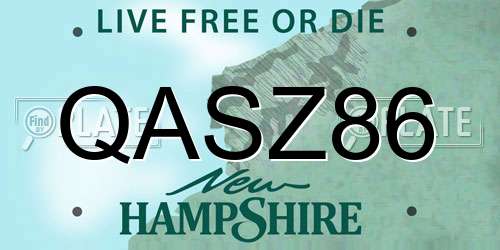 QASZ86 New Hampshire License Plate