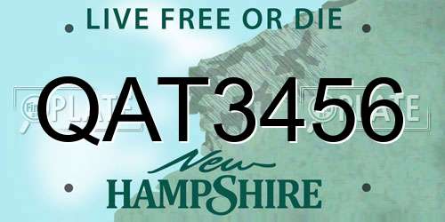QAT3456 New Hampshire License Plate
