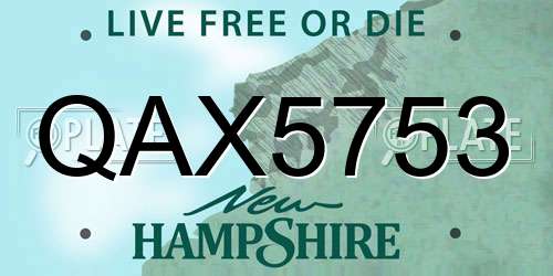 QAX5753 New Hampshire License Plate