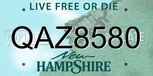 QAZ8580 New Hampshire License Plate